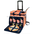 Isolierte rollende Kühltasche mit Geschirr, Beach Travel Rolling Cooler mit Rädern, rollende Aufbewahrungstasche-HCC0027